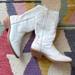 Leather White Western Cowboy Boots